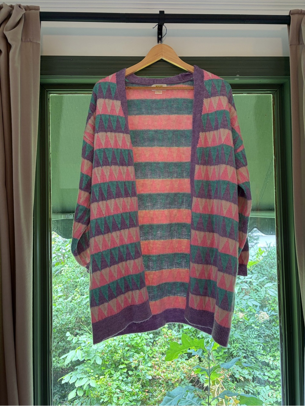 Anthropologie Maeve Pastel Pink & Lavender Striped Knit Cardigan